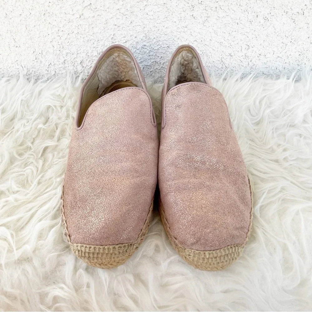 UGG Sandrinne II Espadrille Loafers Metallic Rose Pink 10
